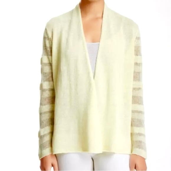 Eileen Fisher Straight Linen Open Cardigan Daisy Pale yellow Loose weave Size M - Picture 12 of 12